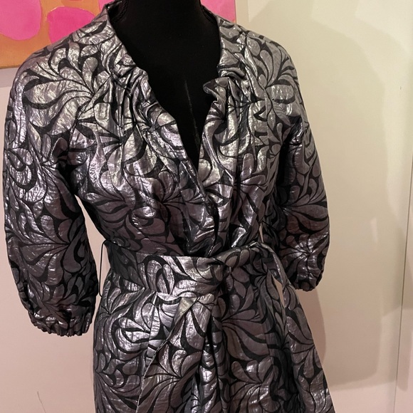 ❤️ Brian Dales Very Rare Steel Grey / Print Blazer Coat with Puff Sleeves - Picture 3 of 10